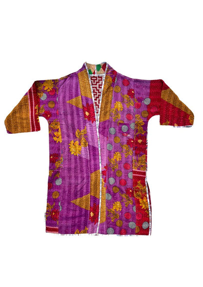 Vintage Purple and Red Kantha Coat