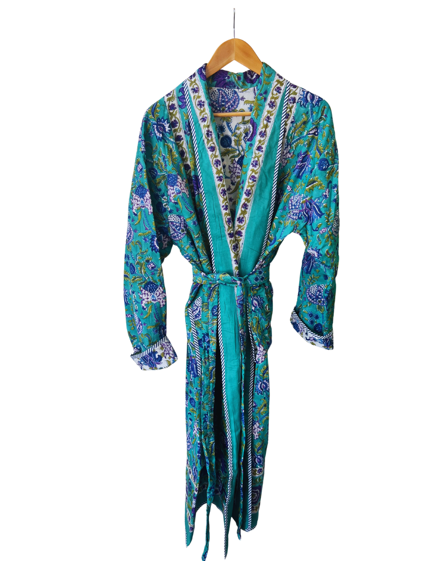 Women's Quilted Robe Hand Block Printed - Coastal Brahmin