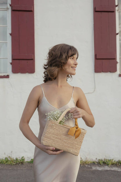 Meadow Straw Tote, basket bag, straw basket, straw purse - Coastal Brahmin