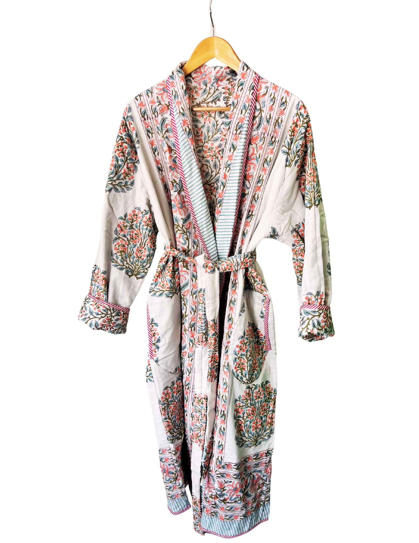 Women's Quilted Robe Hand Block Printed - Coastal Brahmin