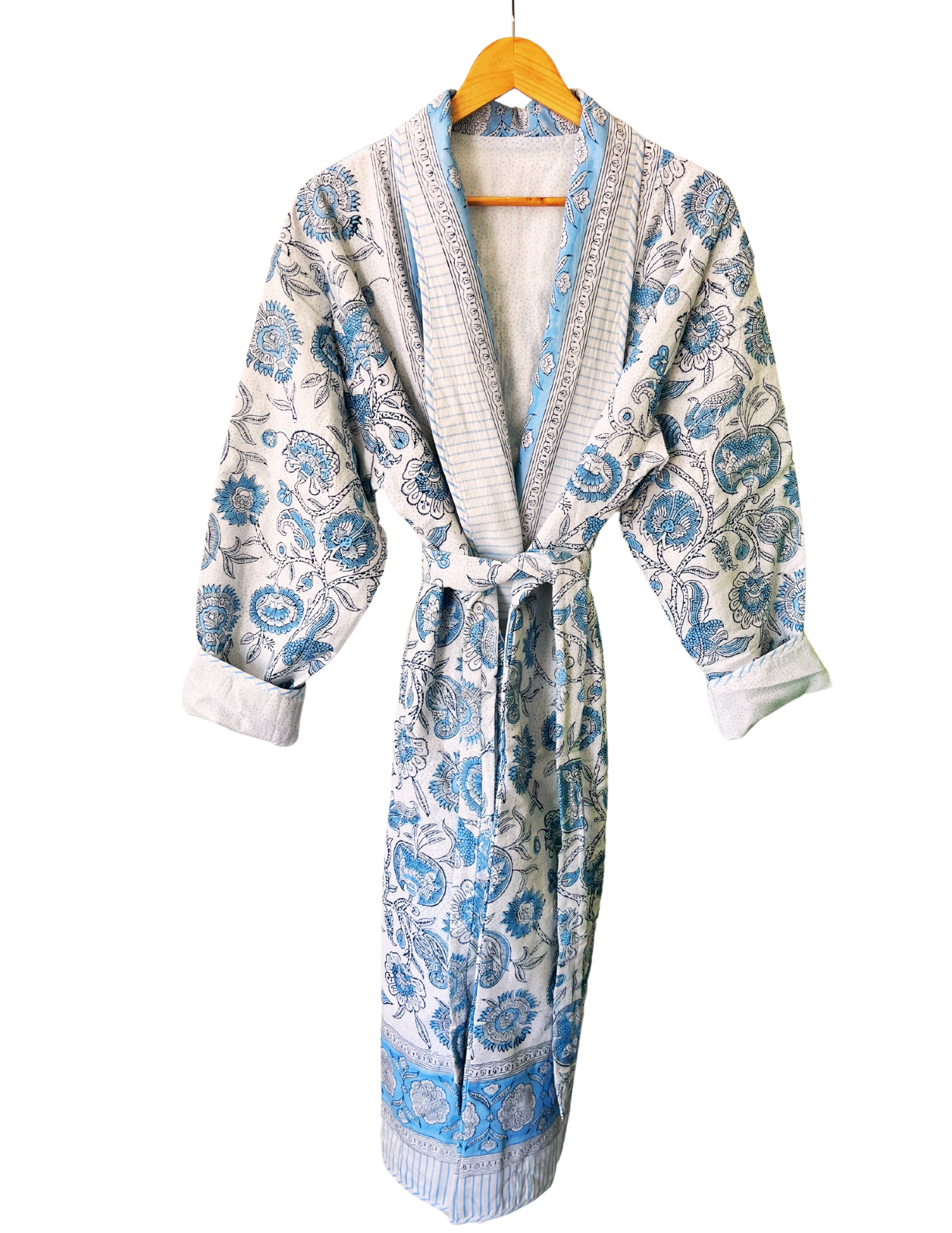 Women's Quilted Robe Hand Block Printed - Coastal Brahmin