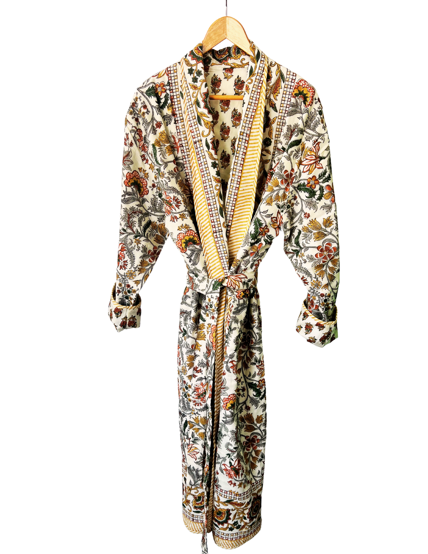 Women's Quilted Robe Hand Block Printed - Coastal Brahmin