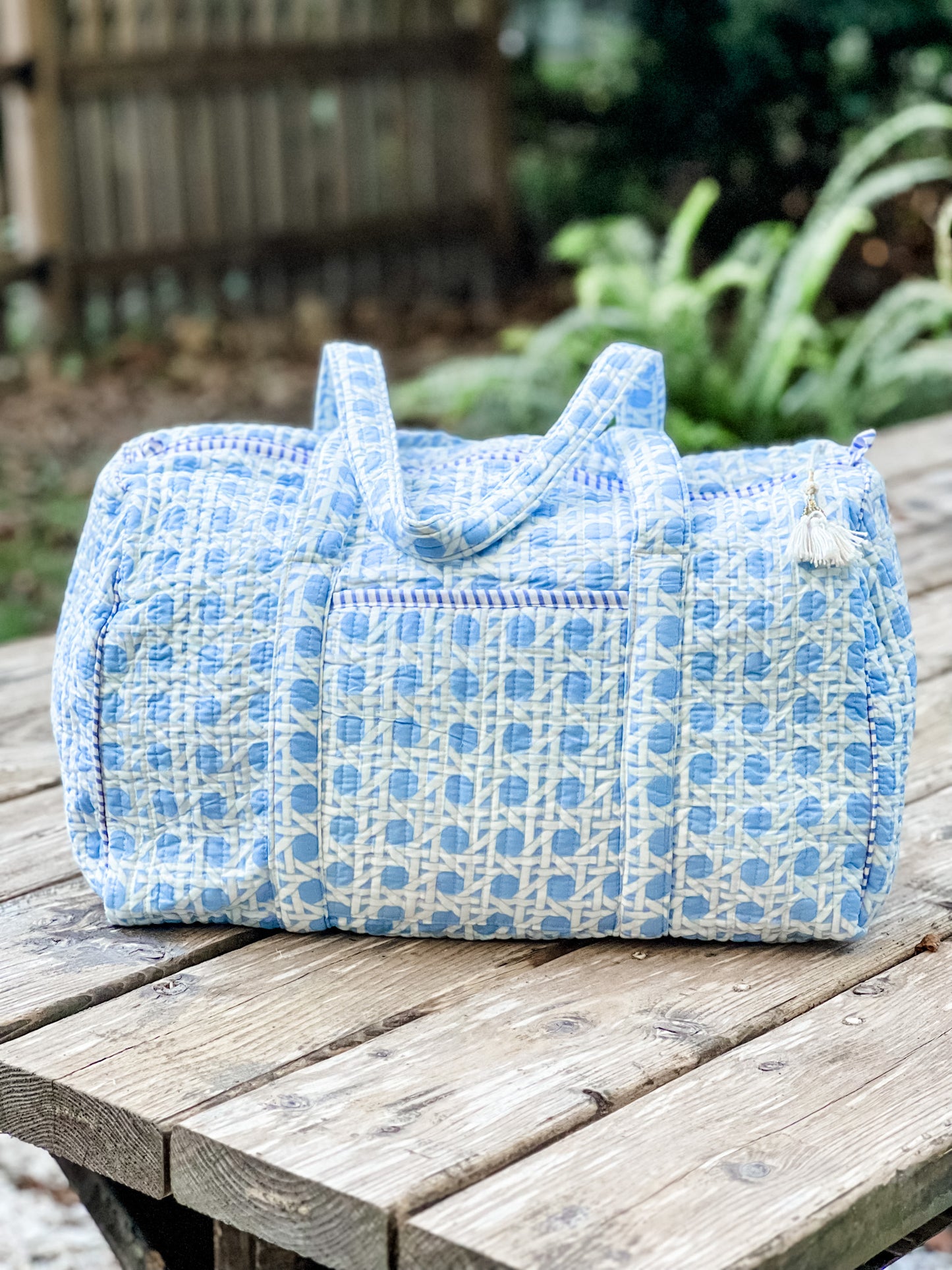 Blue Quilted Duffle Bag – Coastal Brahmin