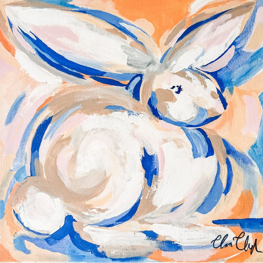 Bunny watercolor by artist Clara Clough - Coastal Brahmin