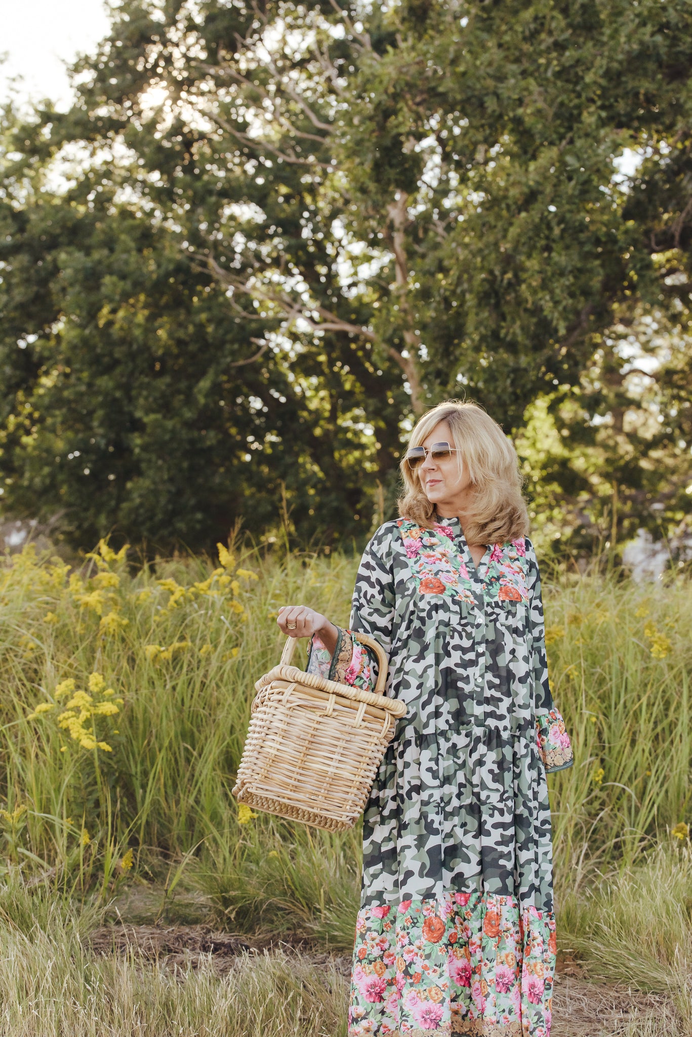 Boho Camo Dress green dress Bohemian dress preppy dress Cape